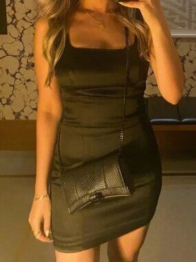 Aritzia Wilfred Shine Satin Mini Dress Black Size 4